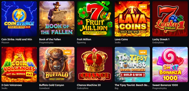 Neospin Pokies Selection Page