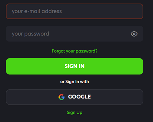 NeoSpin account login page